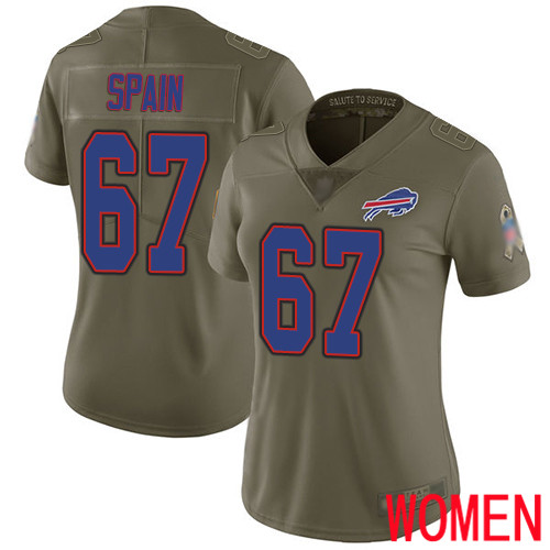 Women Buffalo Bills #67 Quinton Spain Limited Olive 2017 Salute to Service NFL Jersey
